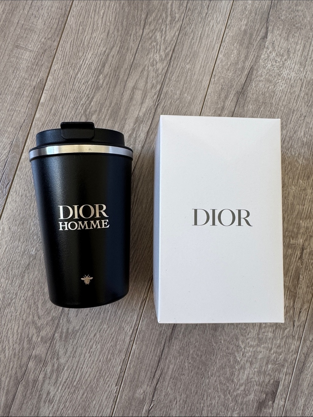 NEW Dior Homme Stainless Steel Vacuum Travel Mug w/ Box Black Quiet Luxury